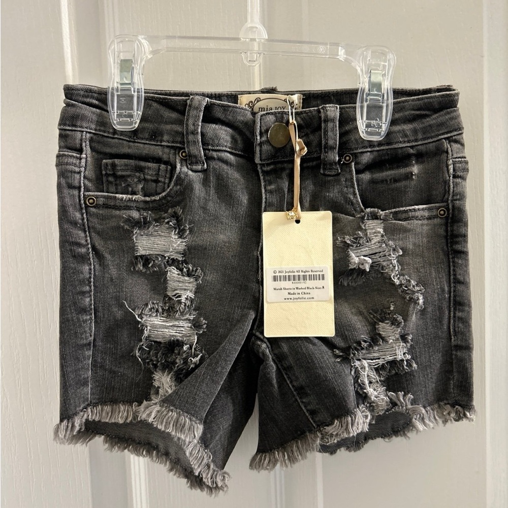 Joyfolie Distressed Black Denim Shorts